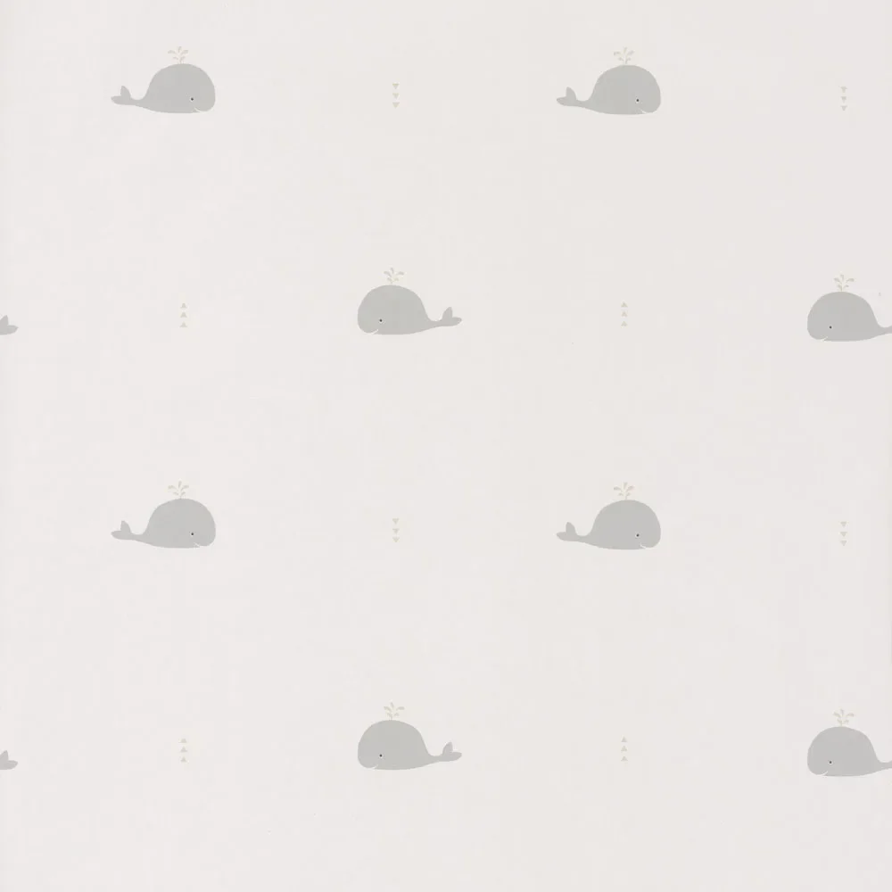 "Casadeco kinderbehang Happy Dreams walvissen beige grijs image"