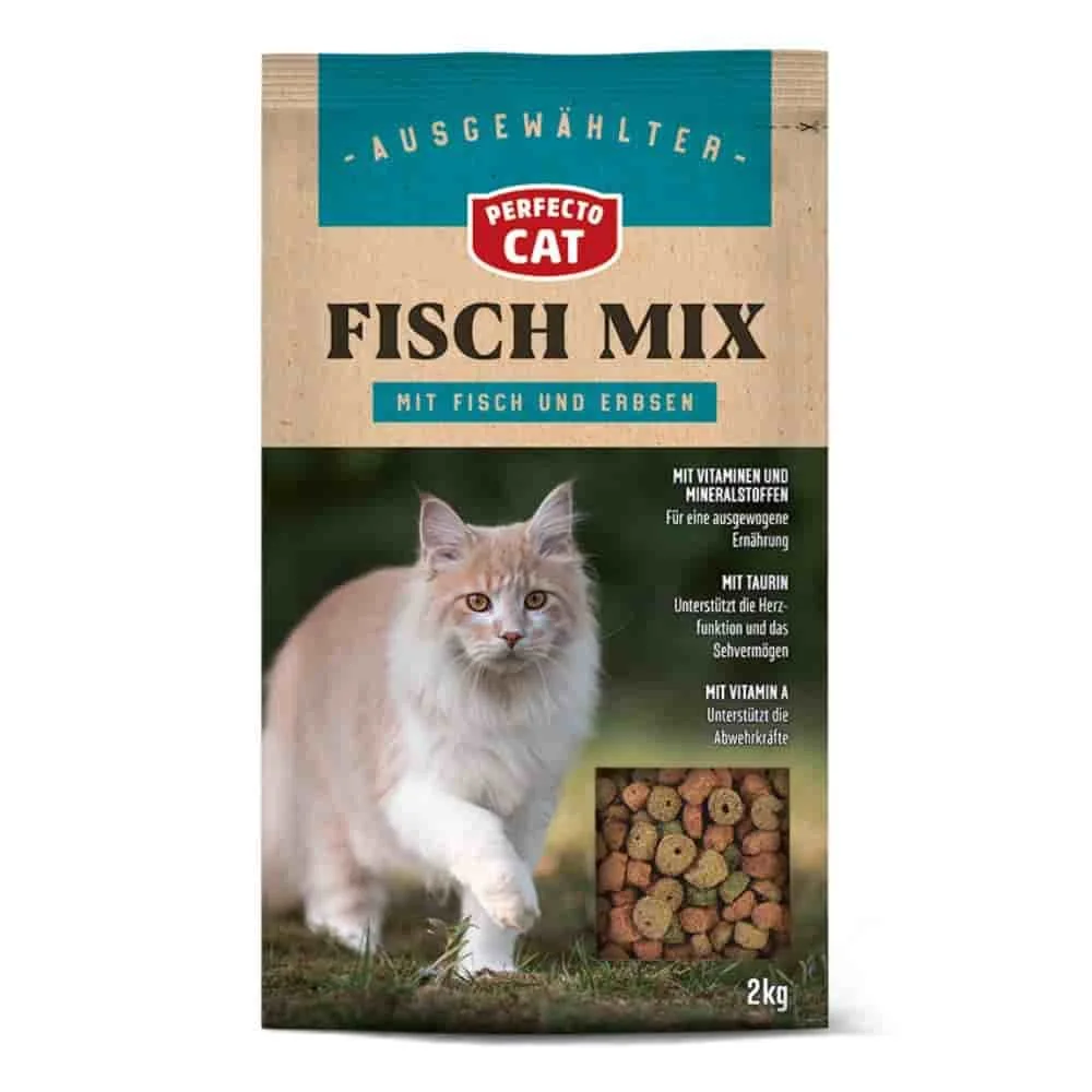"Kattenvoer, droog kattenvoer, vis kattenvoer, 2kg, Perfecto Cat Classic Fisch-Mix image"