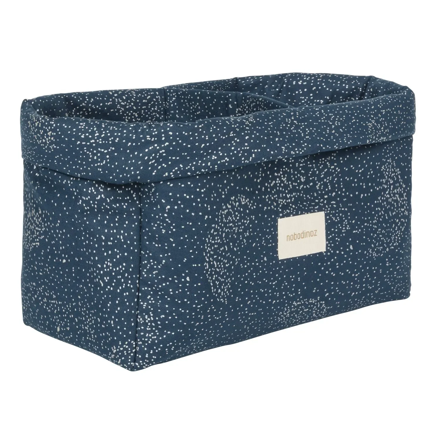 "Nobodinoz STORIES wasmand, opbergmand, speelgoedmand dubbel, 30 x 15 x 15 cm, kleur: Goldbubble/ Night Blue image"