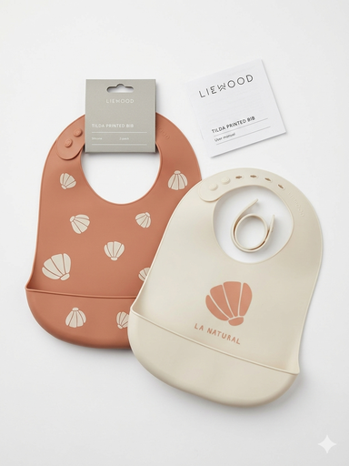 "Liewood siliconen slabbetje, 2 stuks - Tilda, Kleur: Shell / Licht Toscane image"