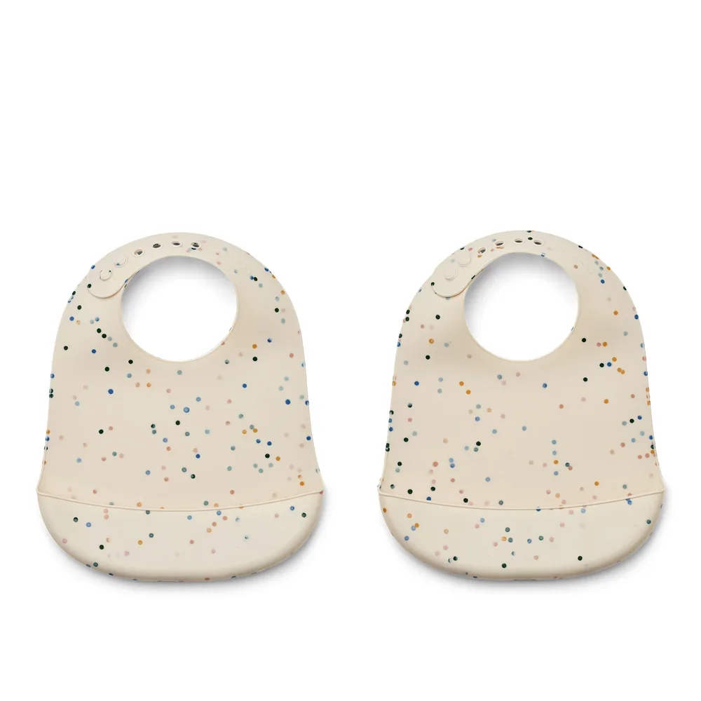 "Liewood siliconen slabbetje, 2 stuks - Tilda, Kleur: Splash dots / Schelp image"
