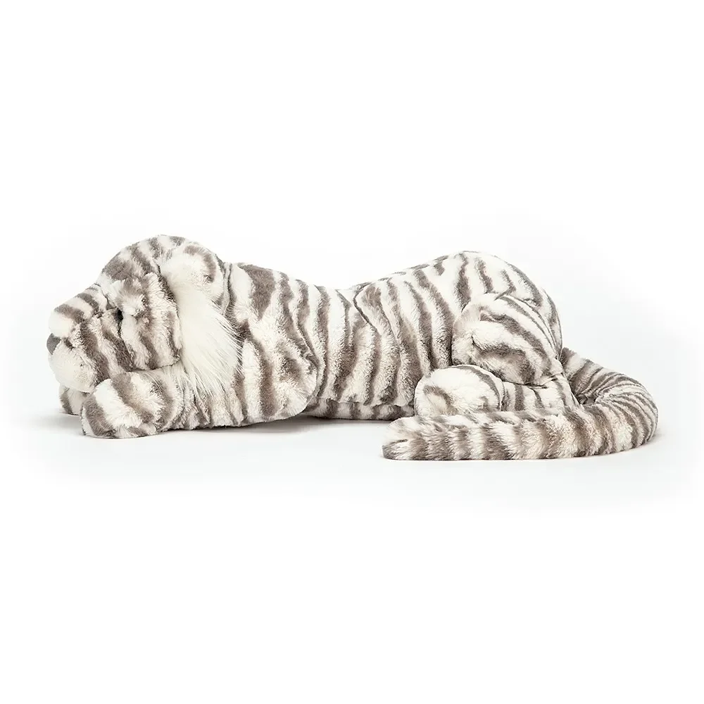 "Jellycat Knuffel - Sacha Snow Tiger, Maat: Klein - H8 X B29 CM image"