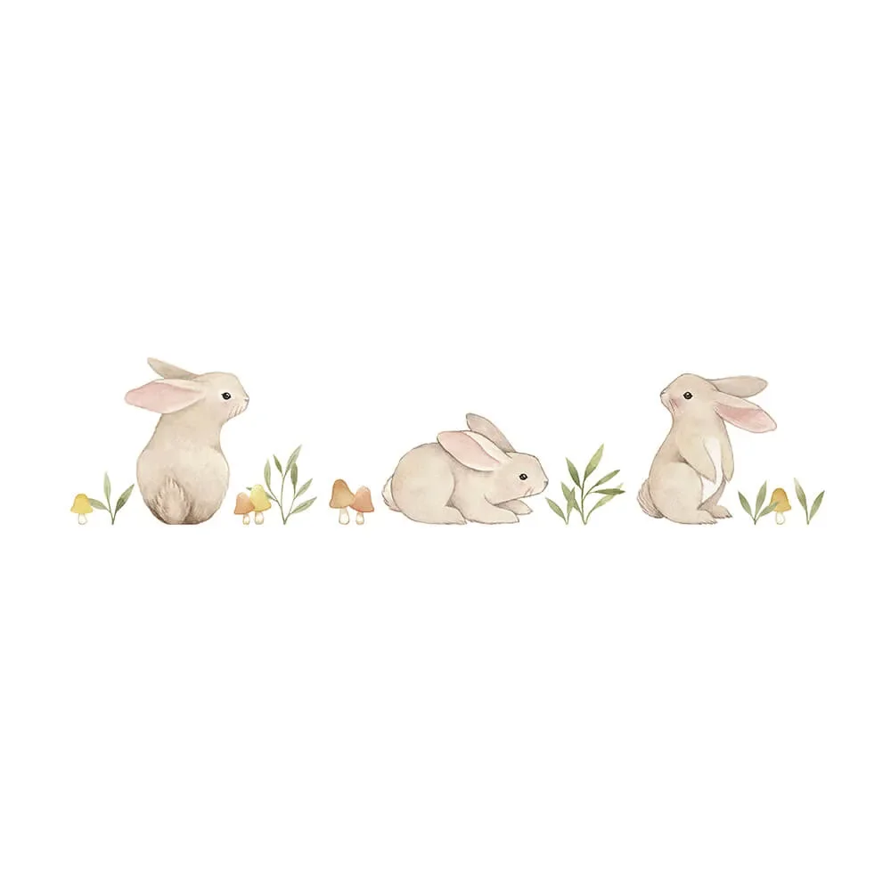 Lilipinso muursticker A3 kleine konijntjes in het gras bruin