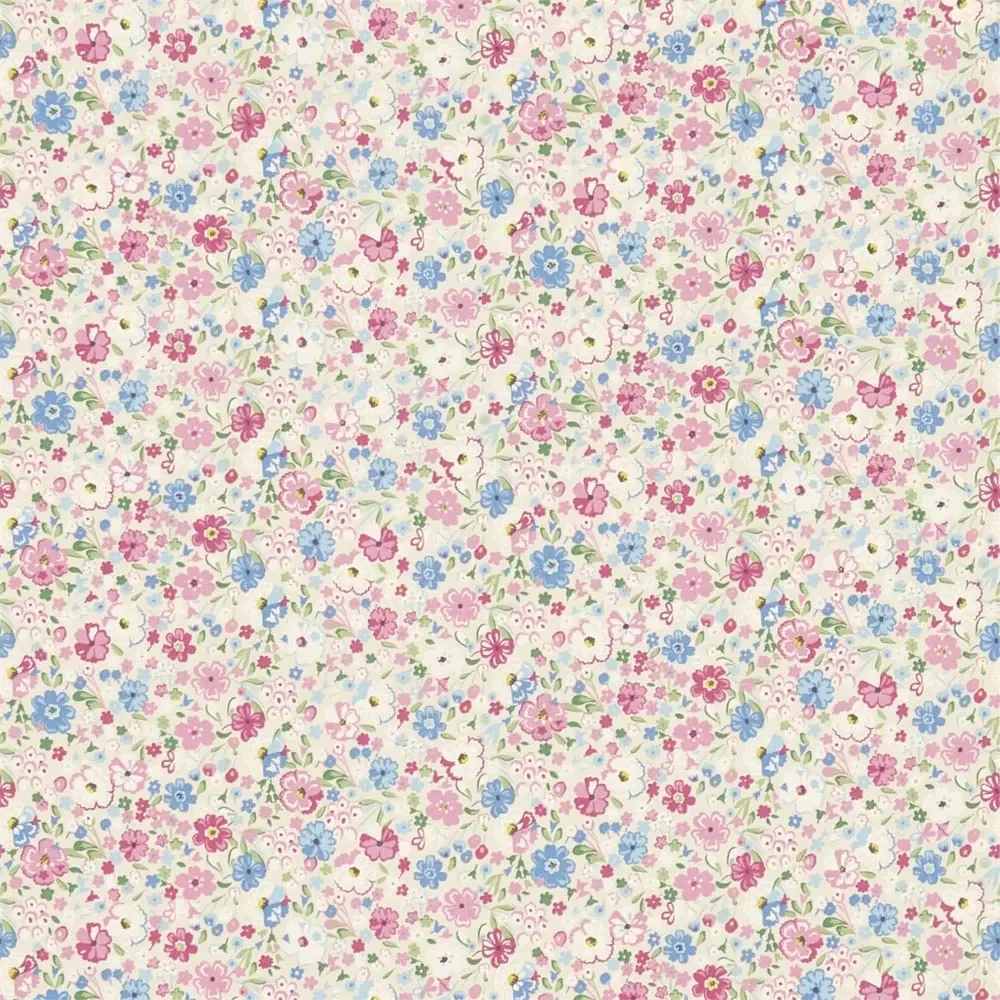 "Little Sanderson Abracazoo motief stof bloem weide crème roze lichtblauw image"
