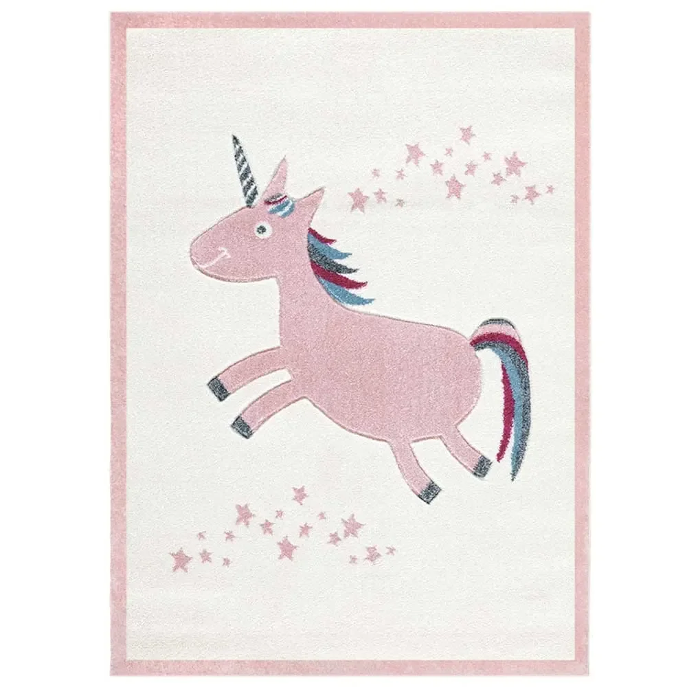 Livone Kinderteppich Einhorn rosa creme 120x180 cm