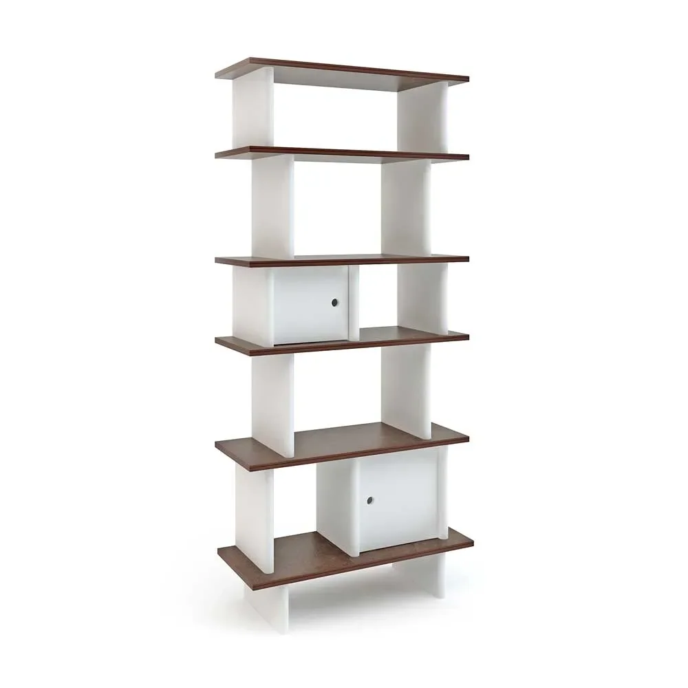 "Oeuf boekenkast Mini Library smal Walnoot met wit image"