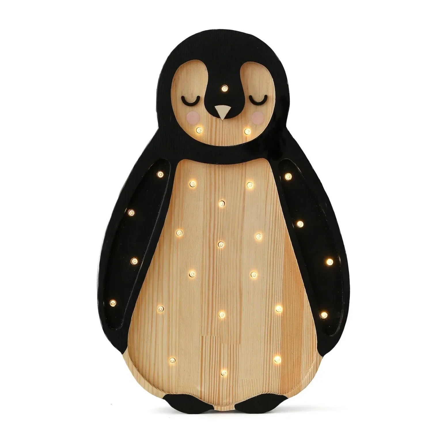 Little Lights nachtlampje voor kinderen, pinguïn - 100% natuurlijk grenenhout, kleur: Arktisches Holz