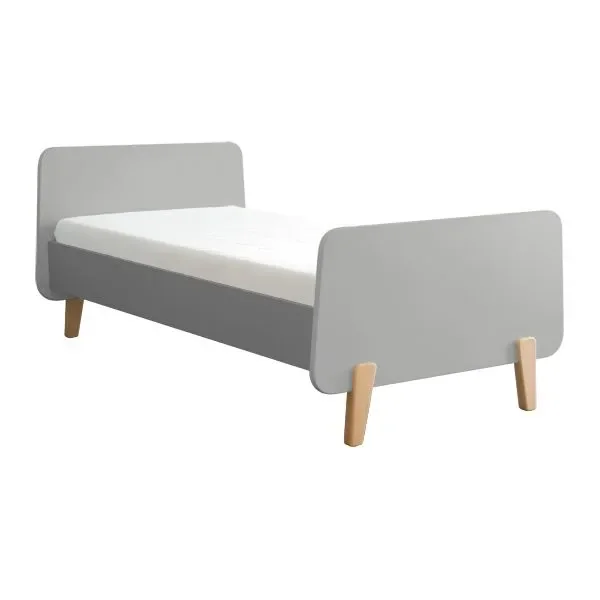 "Laurette kinderbed "MM" met houten poten 90 x 190, Kleur: Gris image"