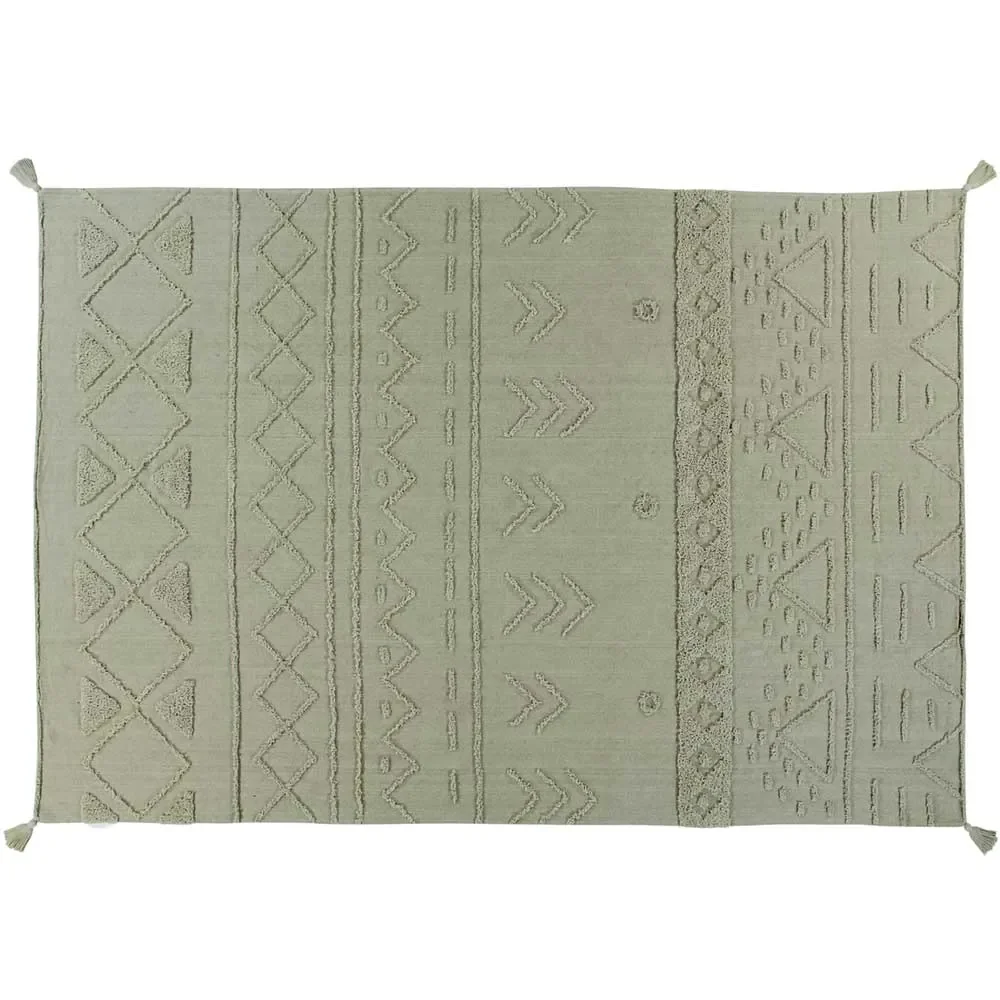 "Lorena Canals wasbaar katoenen vloerkleed "Tribu" olive, Tapijtmaat: 200 x 300 cm image"