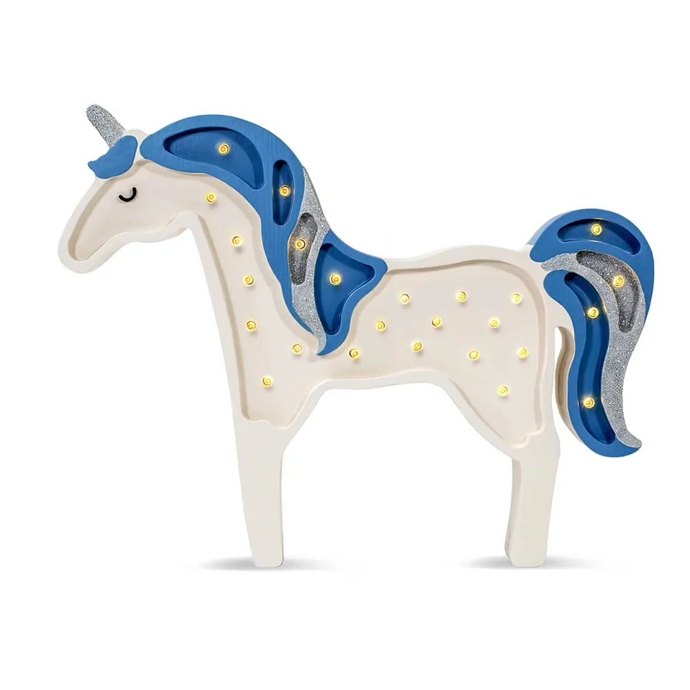 "little lights Led deco kinderlamp eenhoorn blauw glitter image"