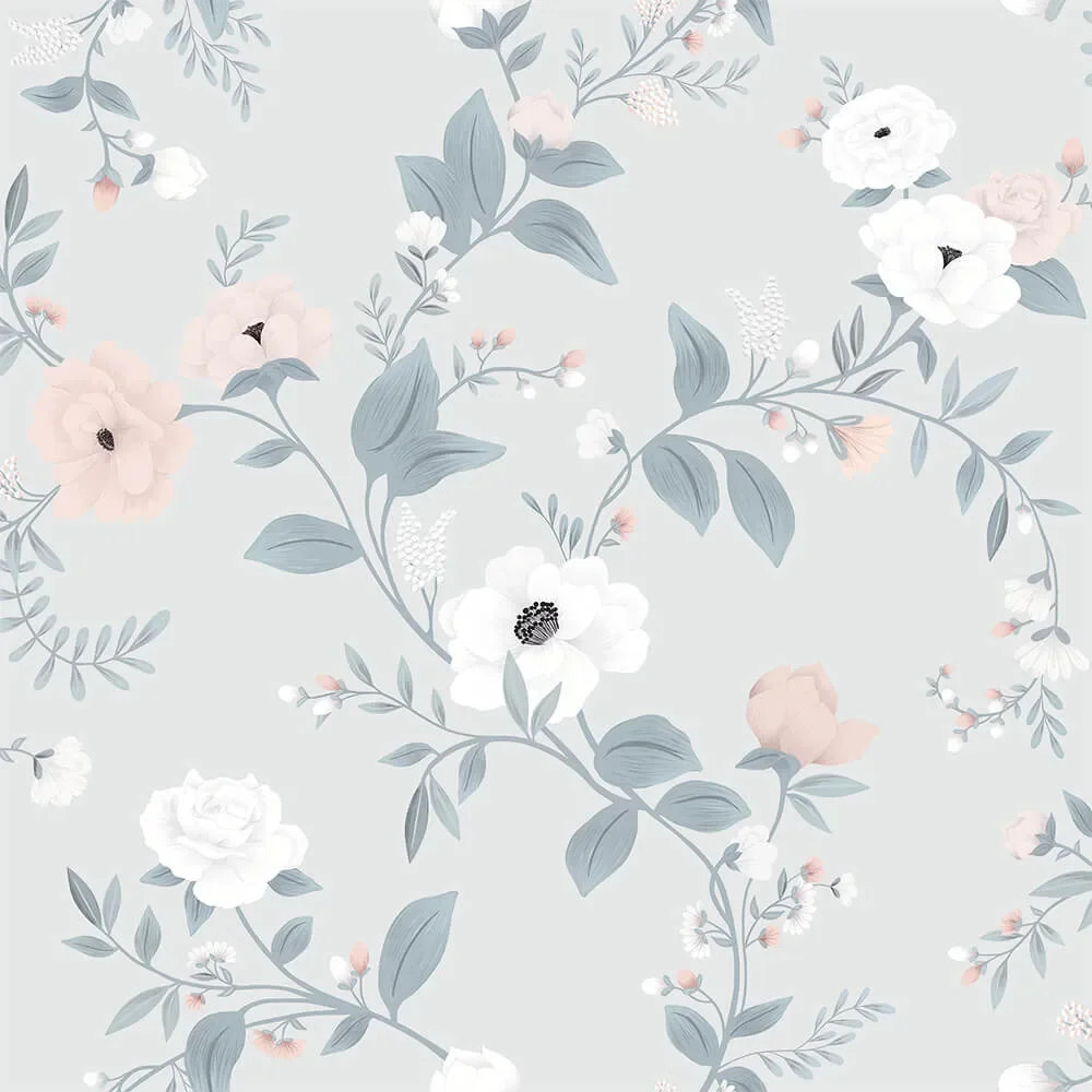 "Lilipinso vliesbehang rozen bloesems mint image"