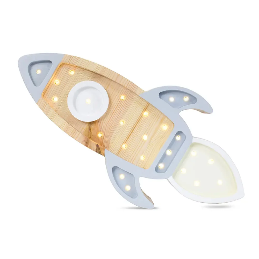 "little lights Led deco kinderlamp rocket grijs image"