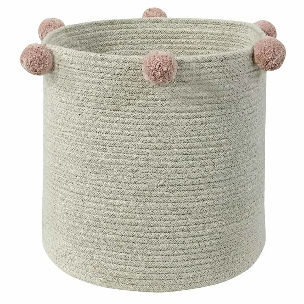 "Lorena Canals Opbergmand Bubbly naturel Pom Poms roze image"