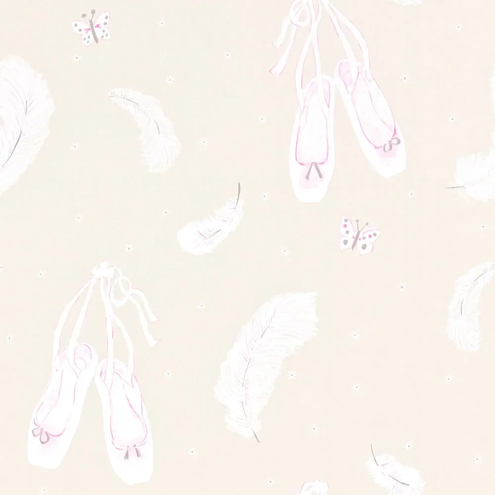 "Little Sanderson Abracazoo behang balletschoentjes parelmoer roze image"