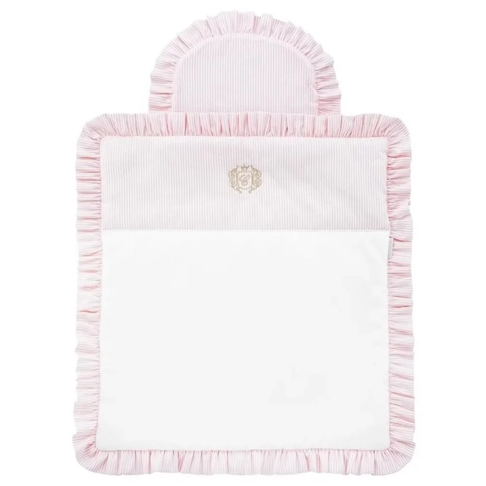 "Caramella beddengoed voor moses basket ruches roze image"