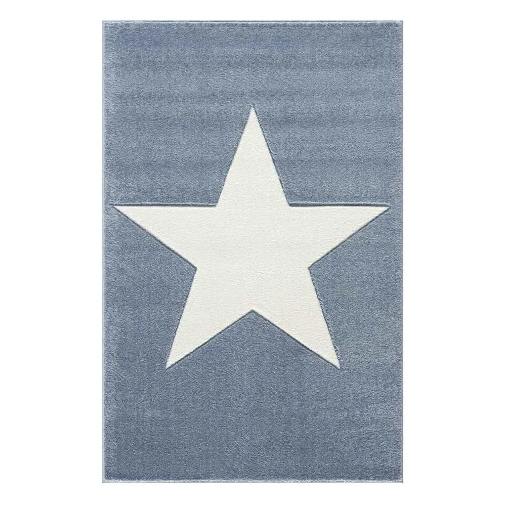 "Livone kindertapijt ster wit op blauw, Tapijtmaat: 120 x 180 cm image"