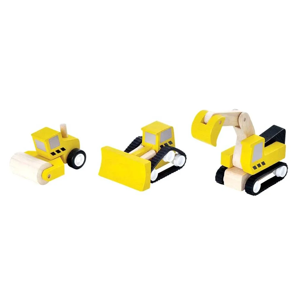 "Plan Toys speelgoed bouwvoertuig set hout image"