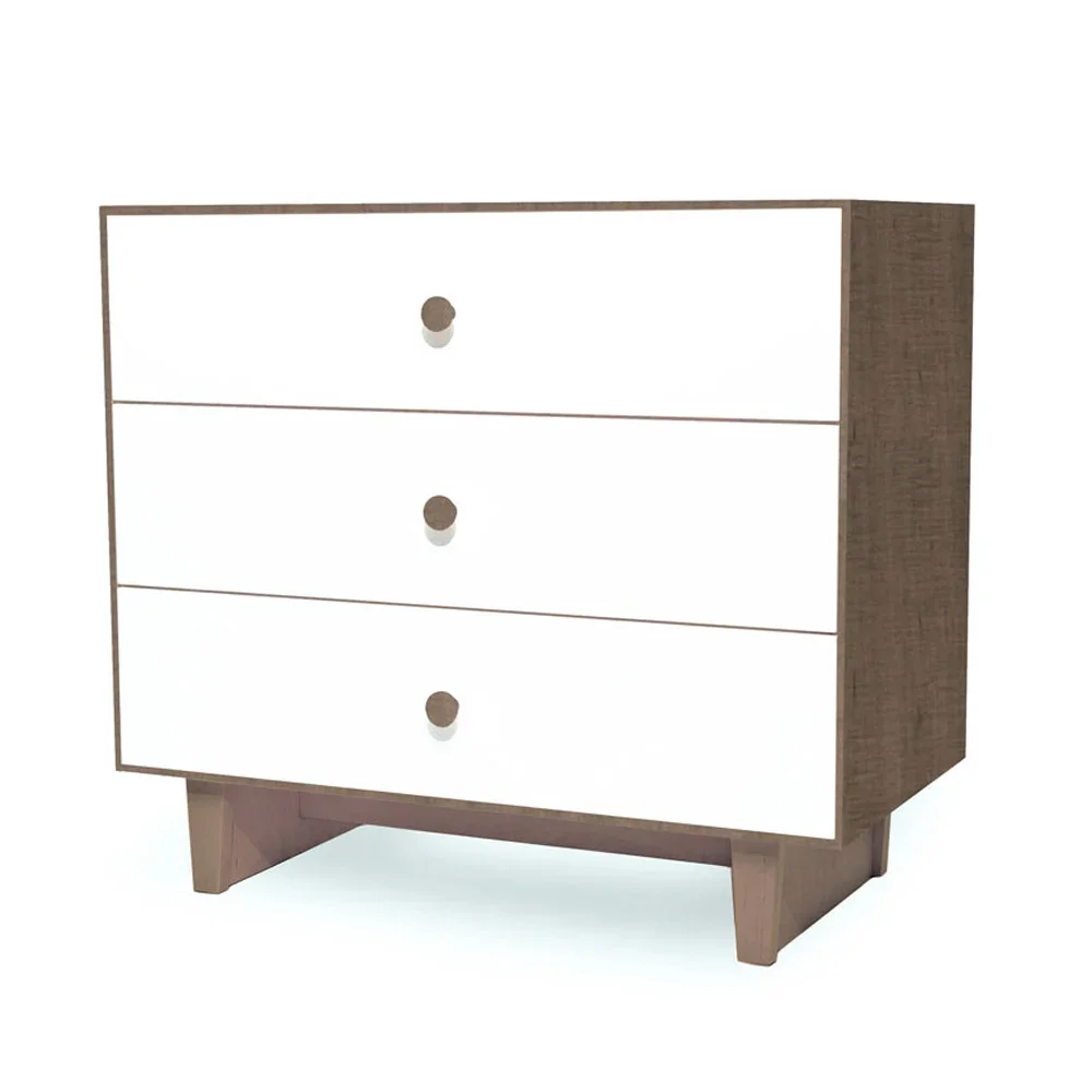 "Oeuf commode Merlijn 3 laden wit/walnoot voeten Rhea, Kleur voeten: okkernoot image"
