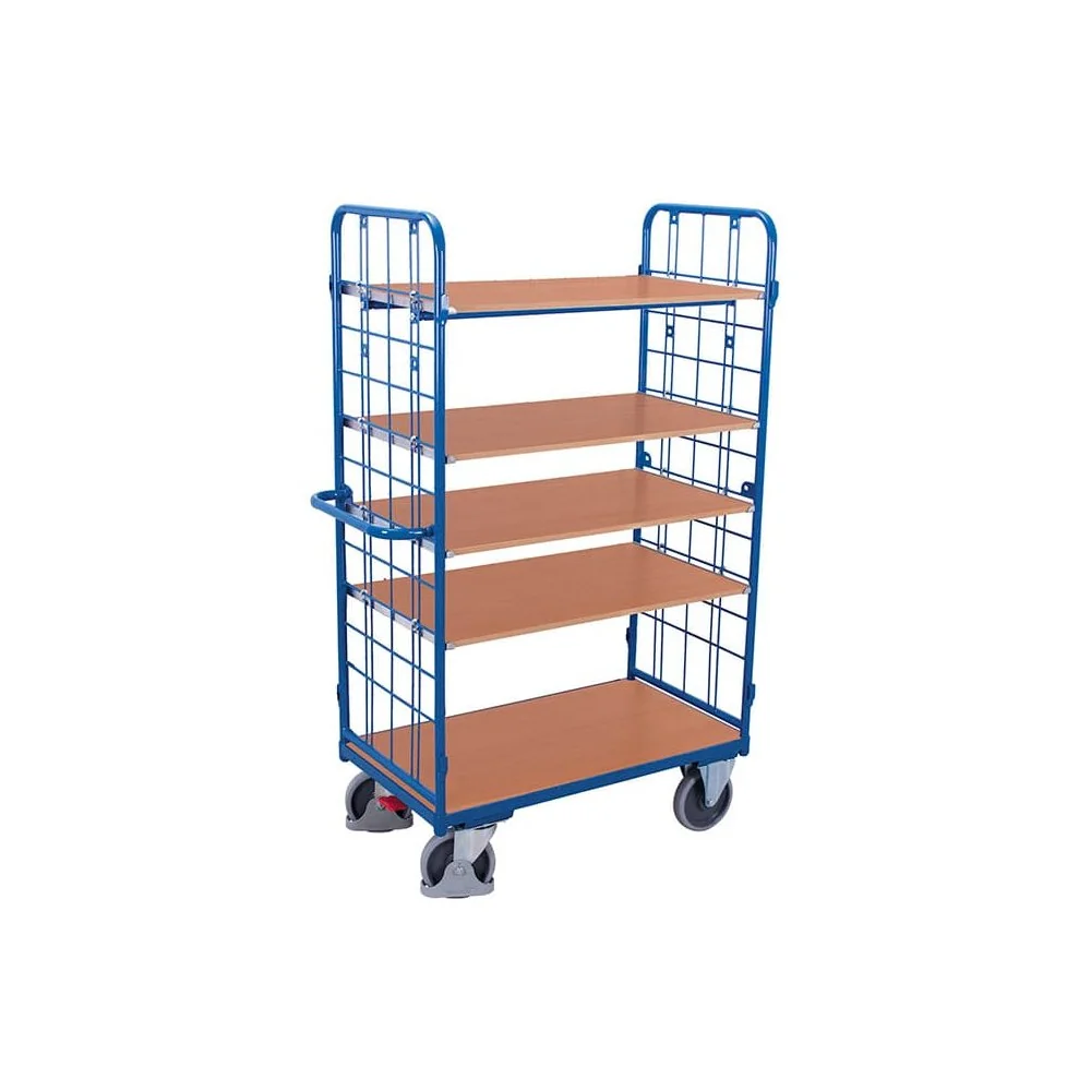 "Pakketwagen hoog met 2 roosterwanden + 5 planken 500 kg draagvermogen Type XL + EasySTOP image"