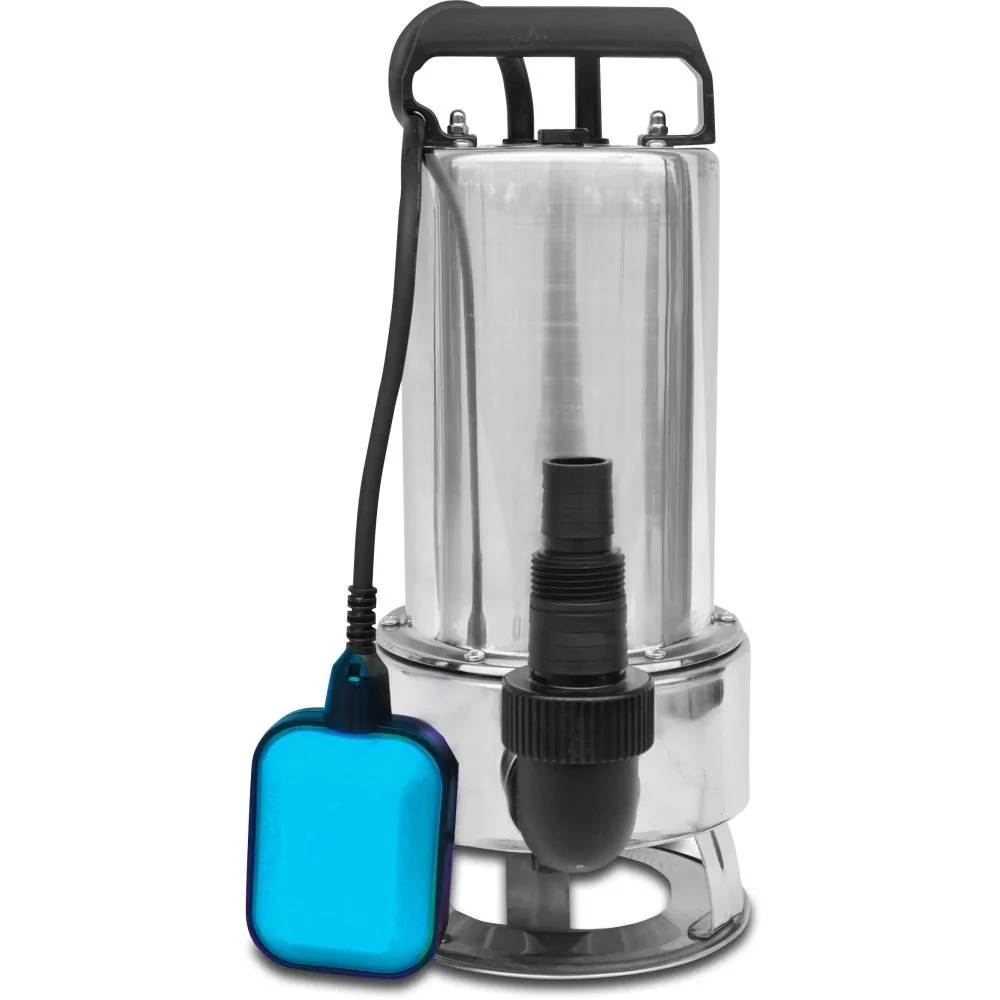 Dompelpomp, waterputpomp, onderwaterpomp 1" x 1 1/2" x 1" slangtule x buitendraad x slangtule, 1,6A, 230VAC, grijs, type IP 550 INOX