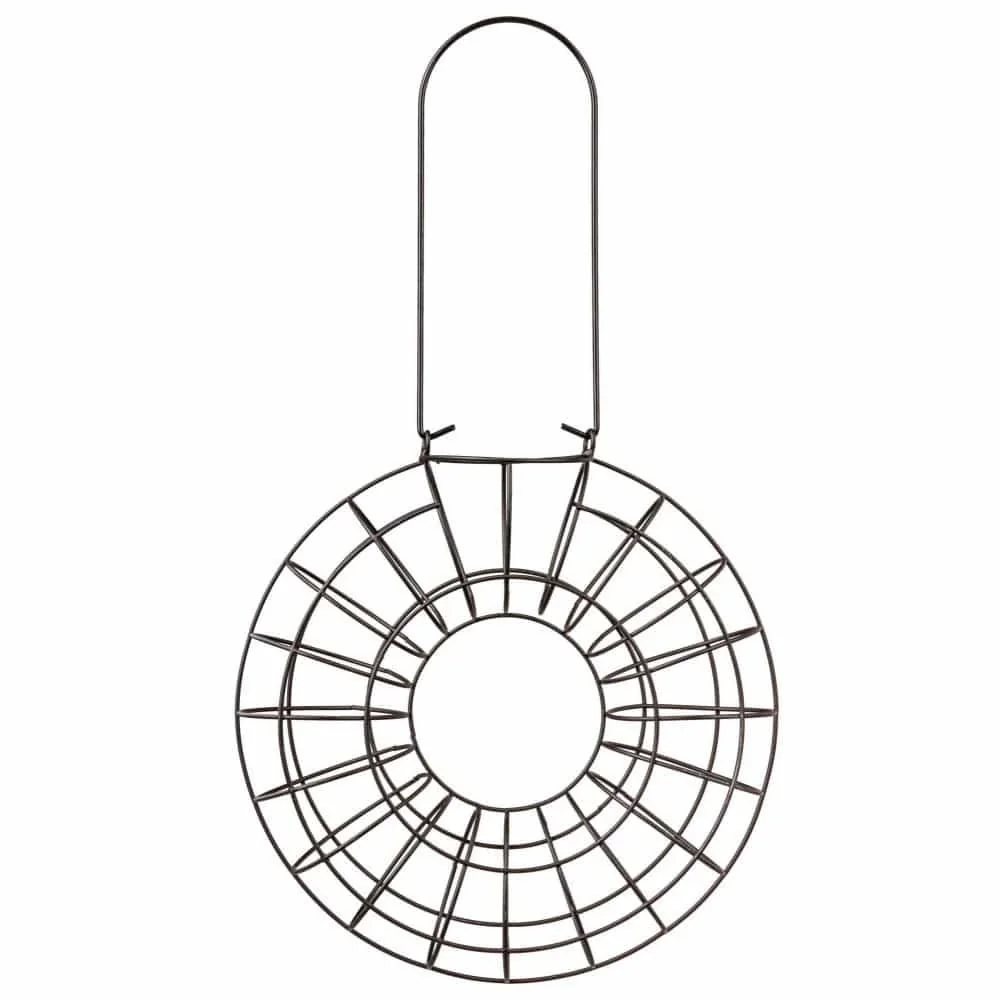 "Vogelvoerhouder, Mezenbolhouder, Vogelvoederhuisje, metalen mezenknödelhouder voor 8 knoedels, Ø 24 x 8 cm, zwart image"