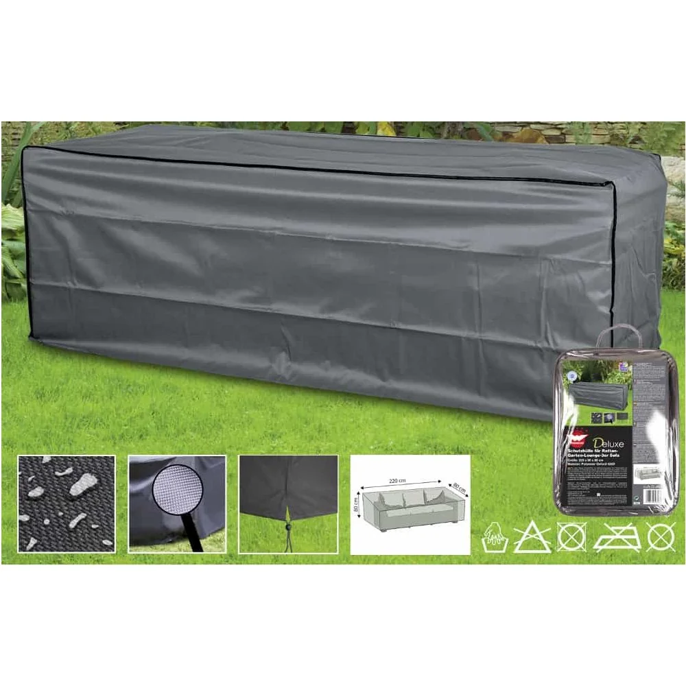"Deluxe Beschermhoes voor Tuinmeubelen, Rattan Sofa 3-Zits, Waterdicht 220x80x80 cm image"
