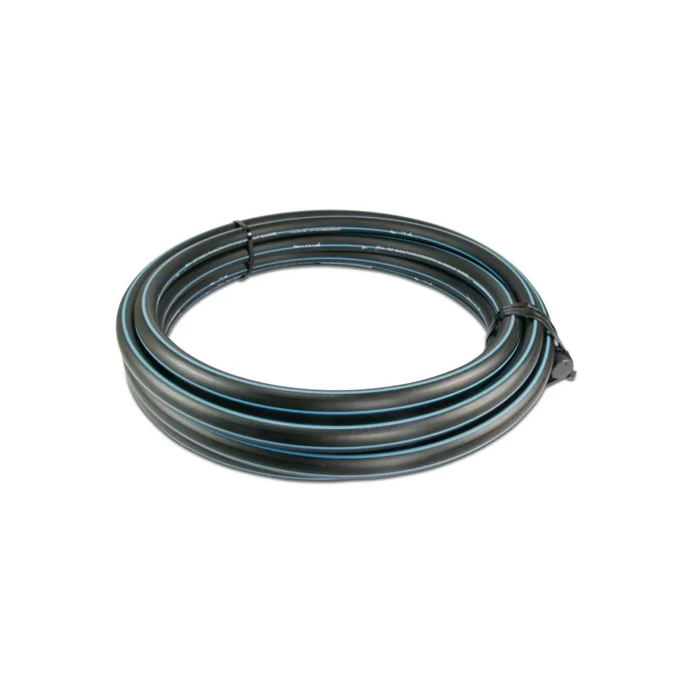 "Waterleiding, drukleiding PE80 - 25 mm x 2,3 mm, Gladde SDR 11, 12,5 bar, Zwart/Blauw 1m, DVGW type D=0,60m image"