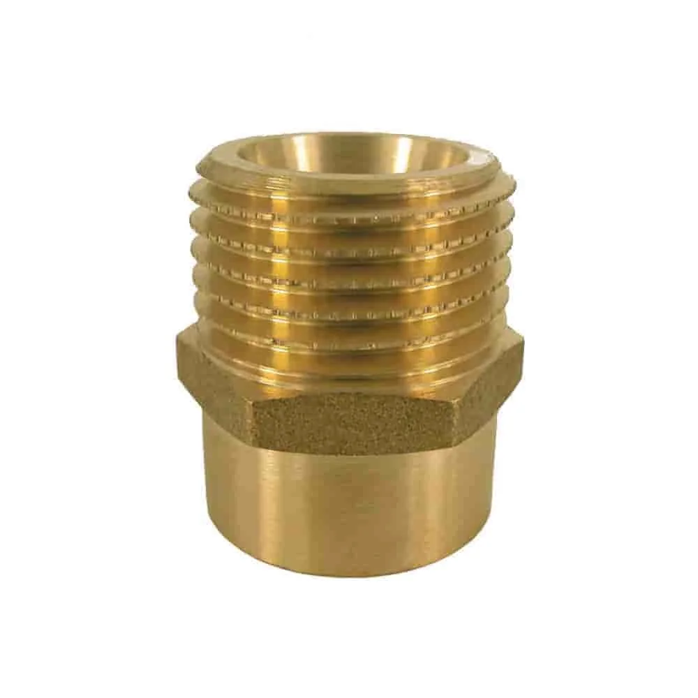 "Messing Verloopnippel 1 1/4 IG x 1 1/2 AG - Draadfitting Messing image"