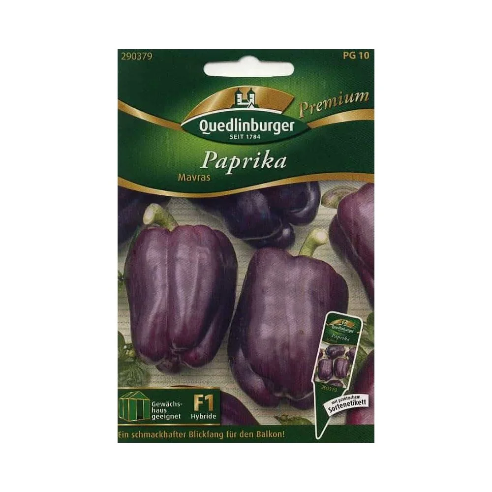 "Paprika Zaden Mavras F1 - Zwarte Blockpaprika voor Balkon & Kas image"