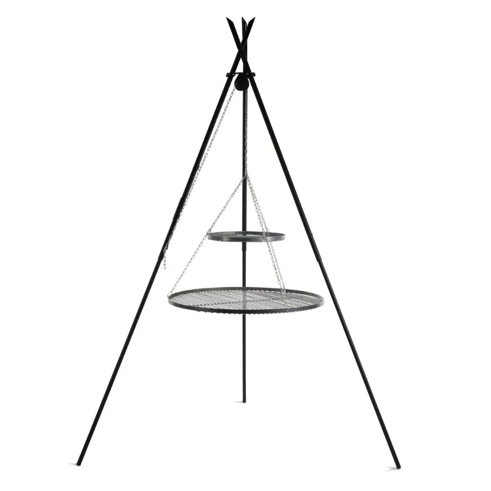 "Schwenkgrill 210cm met Driepoot en Dubbel Rooster image"