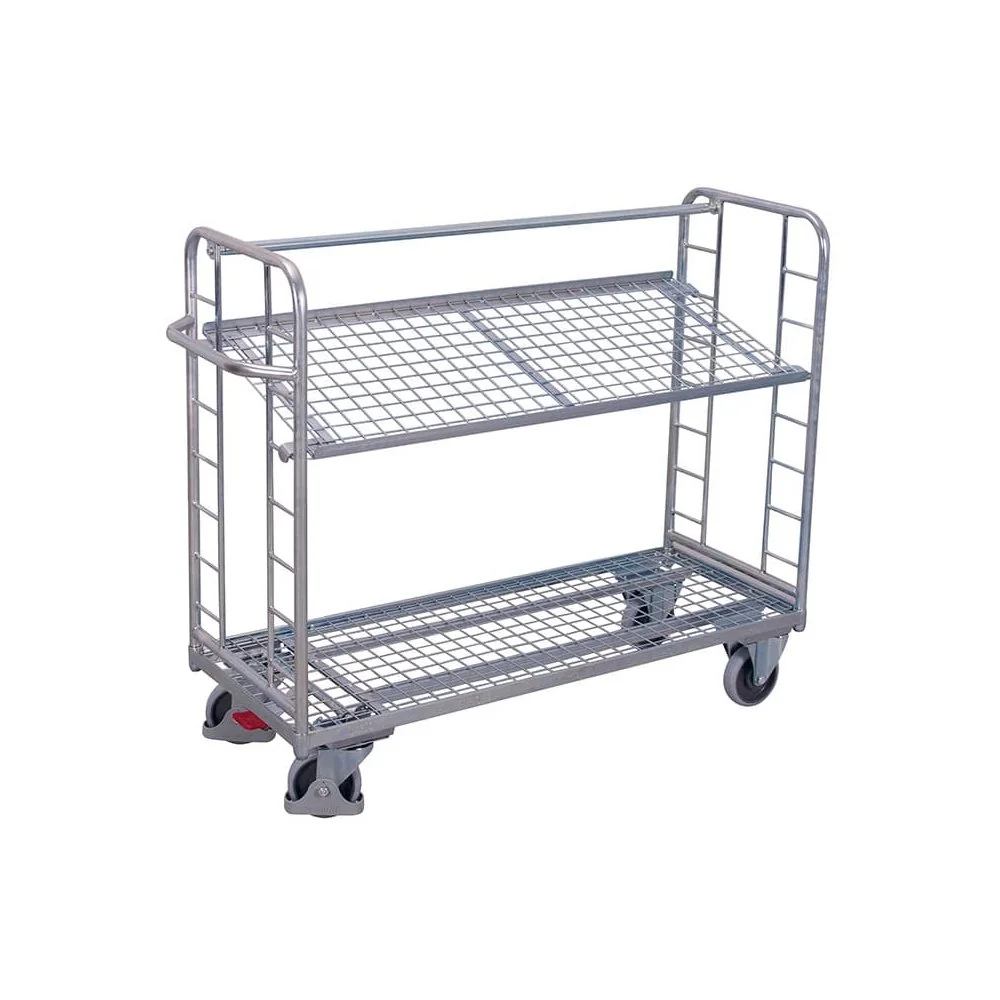 "Etagenwagen verzinkt met 2 Draadbodems & EasySTOP image"