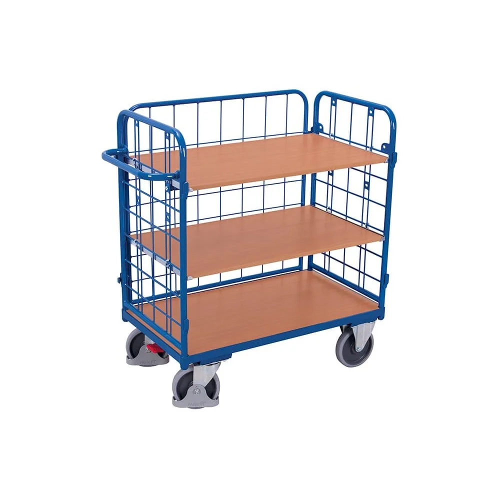 "Dreiwandwagen 500 kg, Transportwagen met 3 Plateaus & Rem image"
