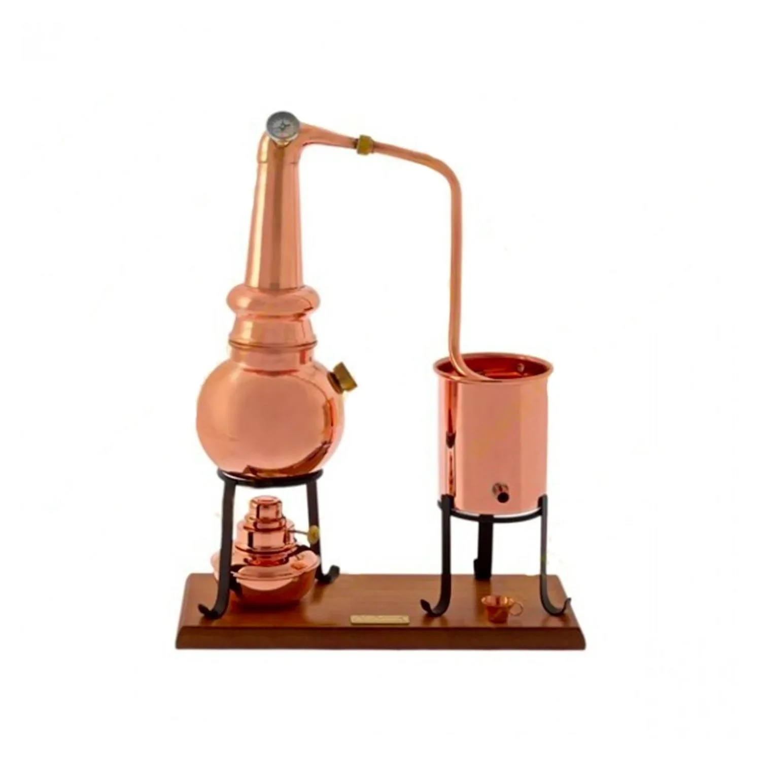 "Alambiek, Distilleerketel, Distillatie apparaat - Alembic Whiskey Premium, met spiritusbrander en thermometer, 0,7L image"