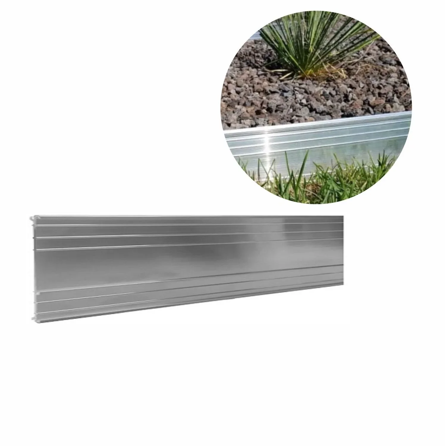 "Ultra sterke aluminium Borderrand 10cm x 100cm | Gazonrand | Kantopsluiting, kleur: zonder kleur image"