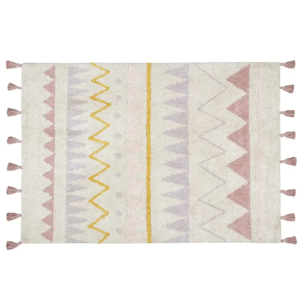 "Lorena Canals tapijt Aztekenpatroon natuurroze, Maat: 140 x 200 cm image"