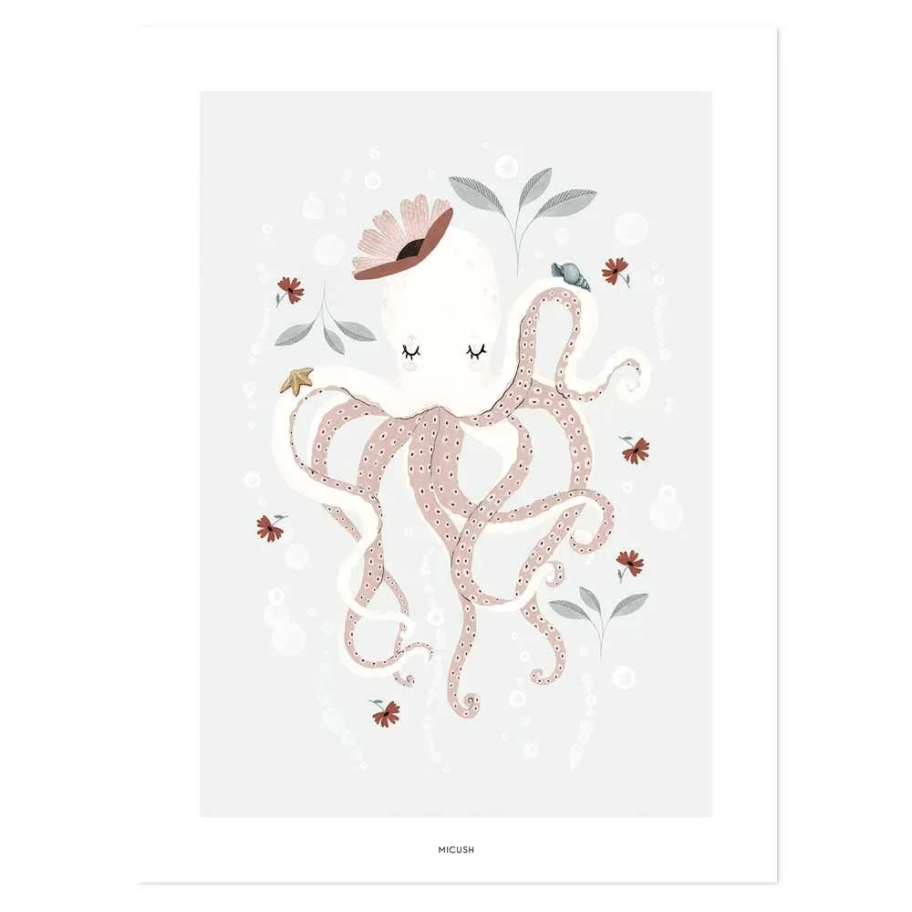 Lilipinso poster vrouw octopus met bloemen