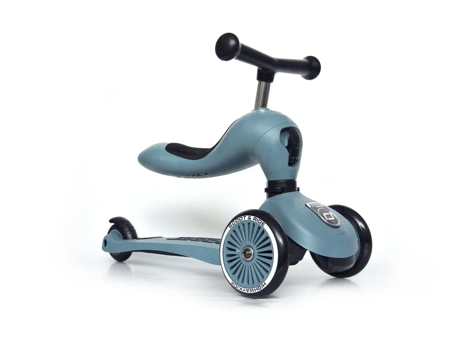 "Scoot & Ride Highwaykick 1 2in1 Loopfiets, Scooter, Kleur: Staal image"
