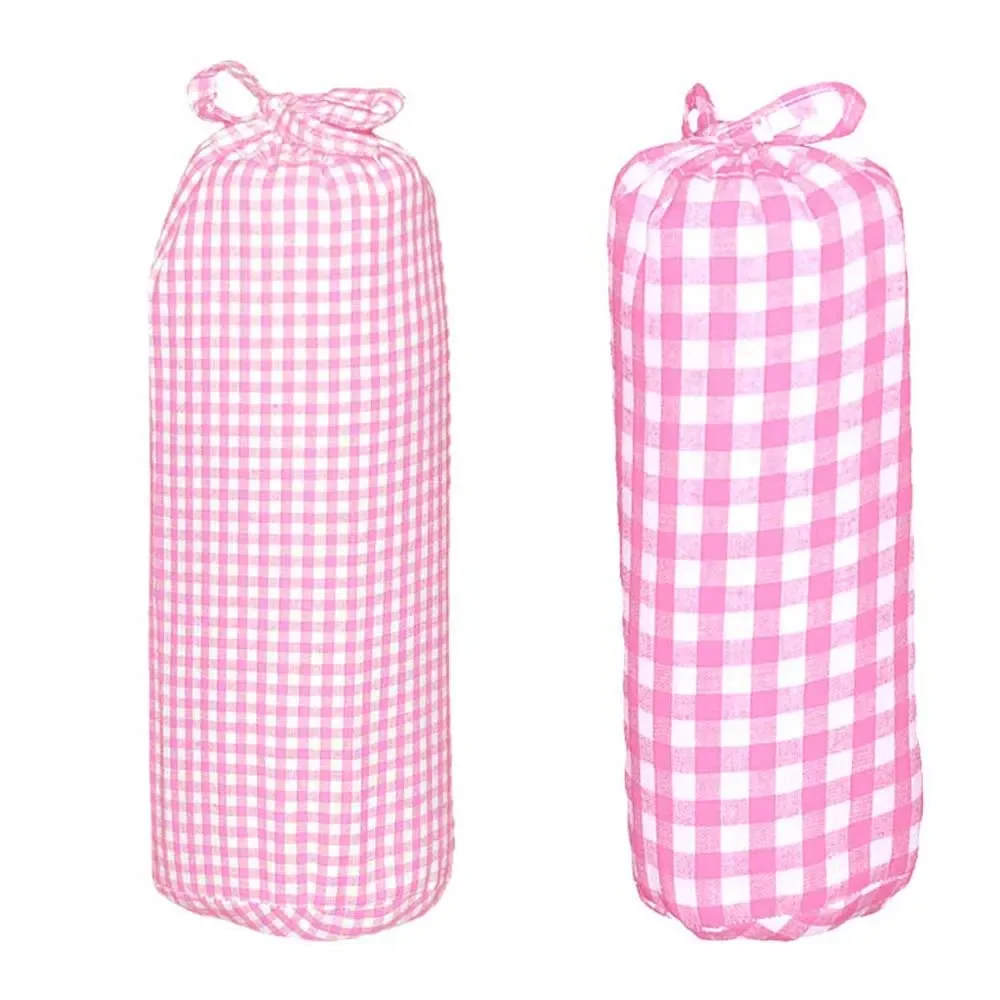 "Taftan hoeslaken 70 x 140 vichy & ruit roze, carogranes: 3 mm image"