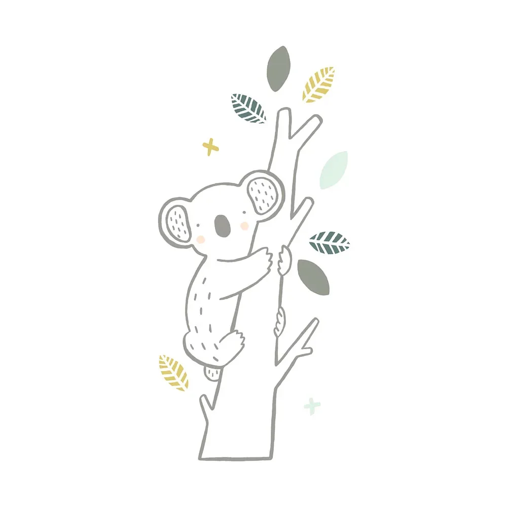 "Lilipinso muursticker XL Little Koala op tak grijs groen image"