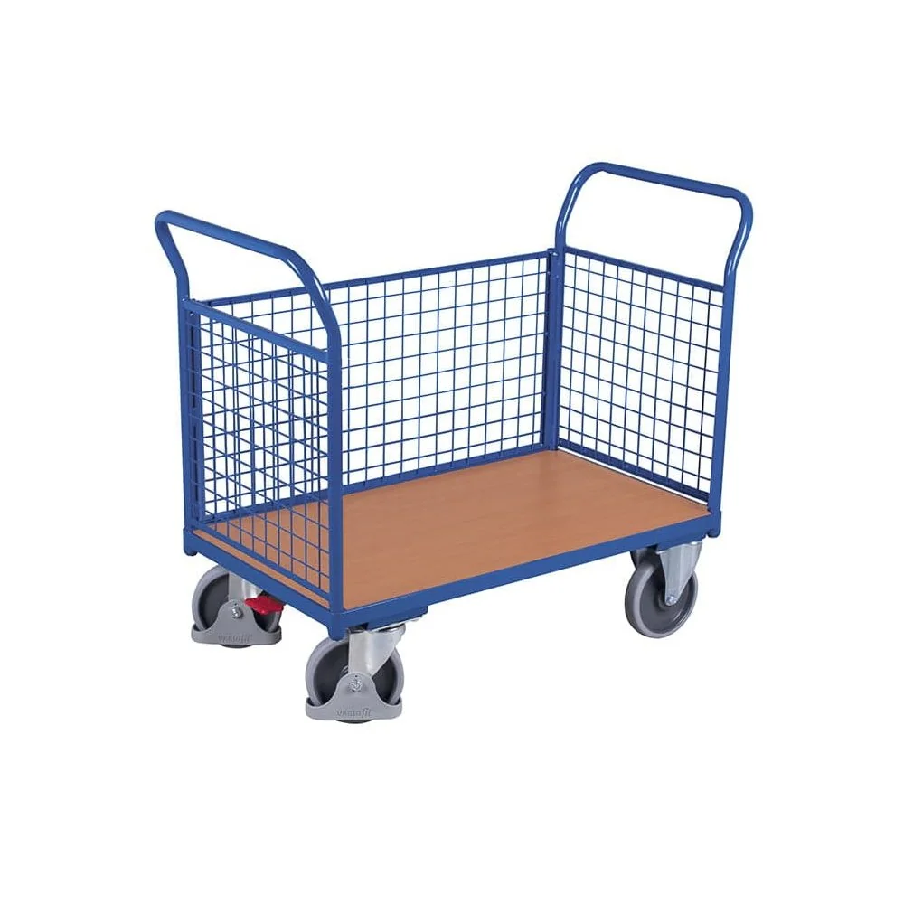 "Driewandwagen Draadstaal 500 kg - Verrijdbare Magazijnwagen met EasySTOP image"