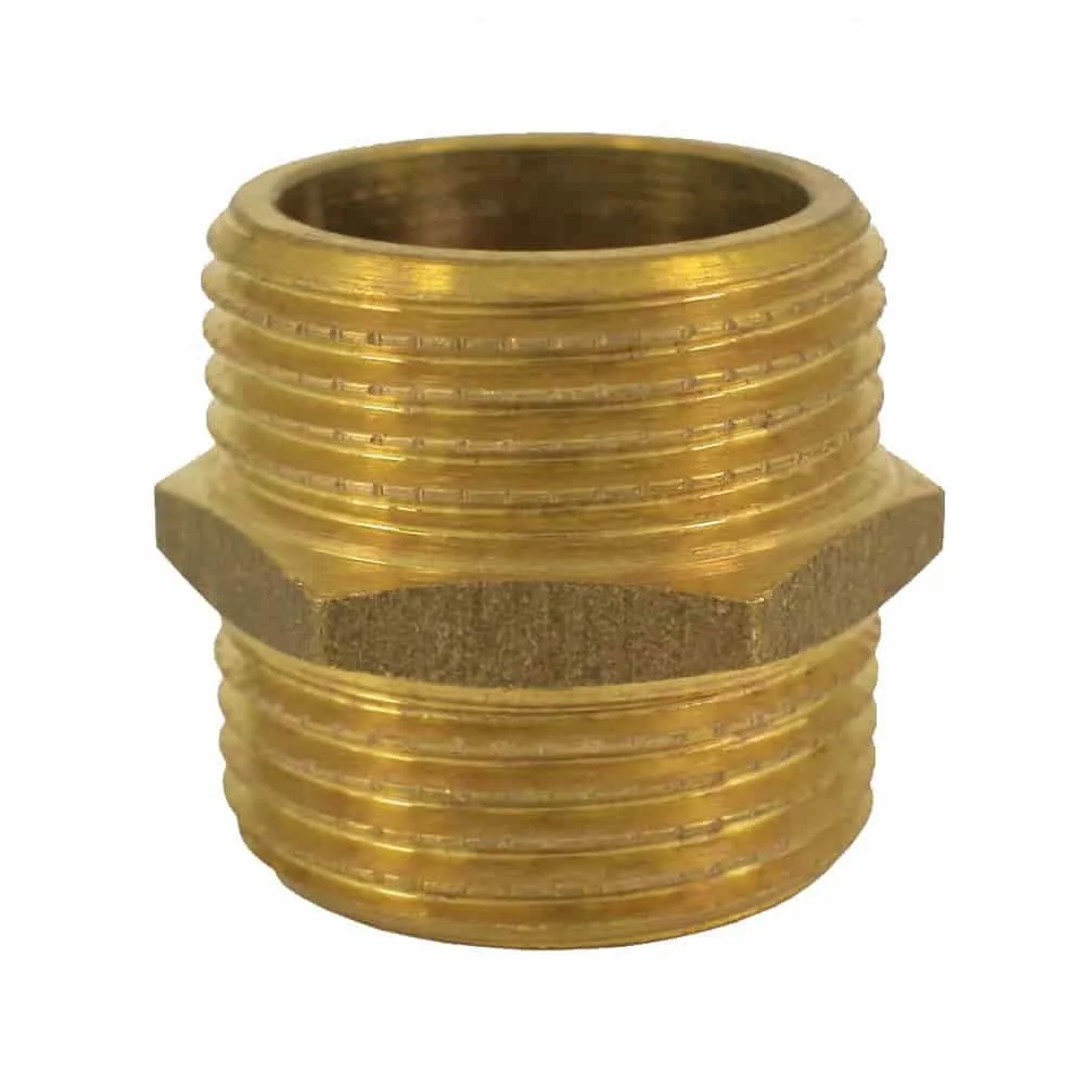 "Messing fitting, Draadfitting messing, Dubbele nippel messing 1" AG x 1" AG image"