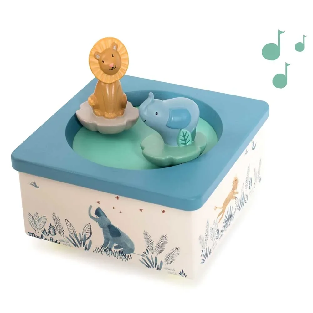 Moulin Roty muziekdoos olifant en leeuw MDF