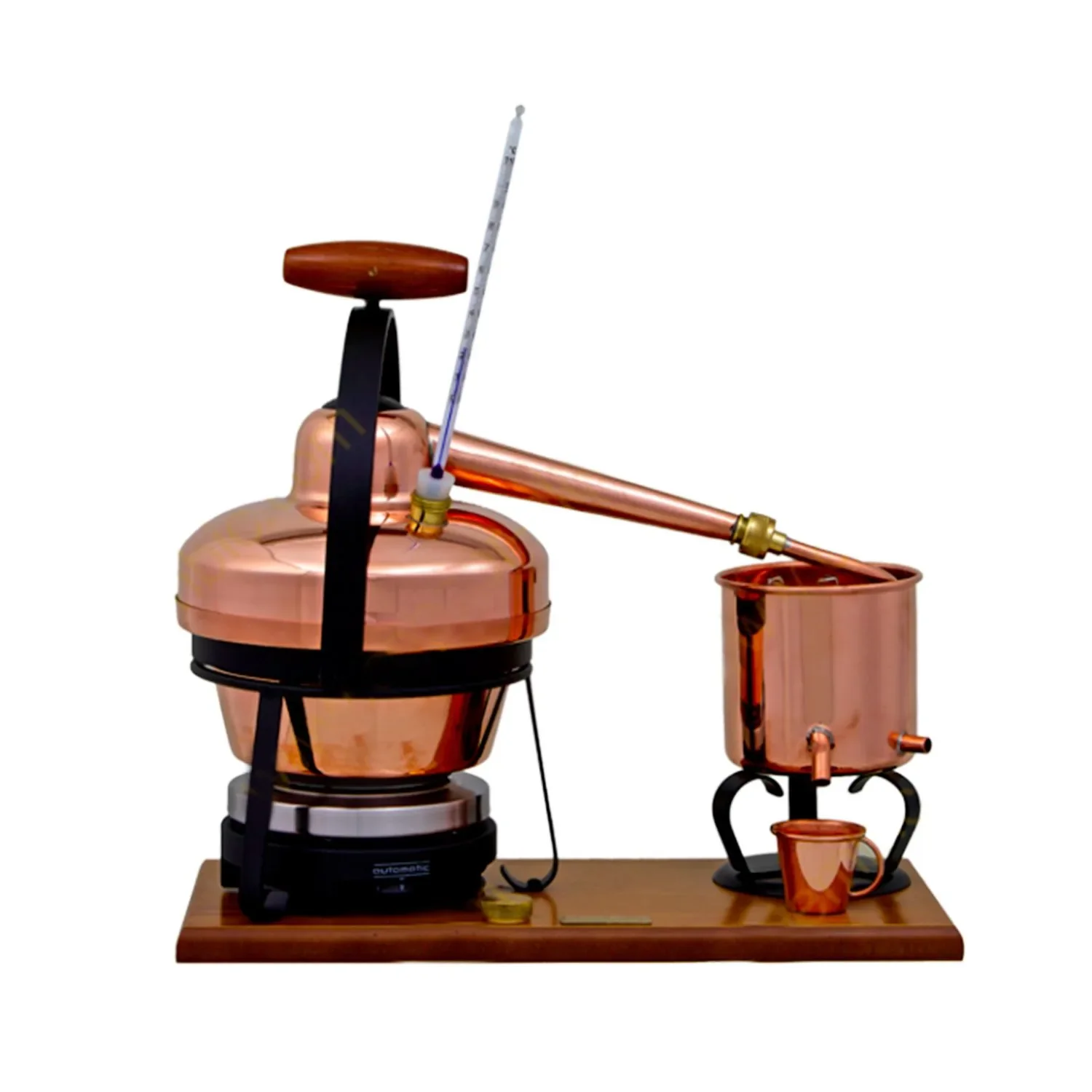 "Alambiek, Distilleerketel, Distillatie apparaat - Premium, met elektrische kookplaat en thermometer, 1,25L image"
