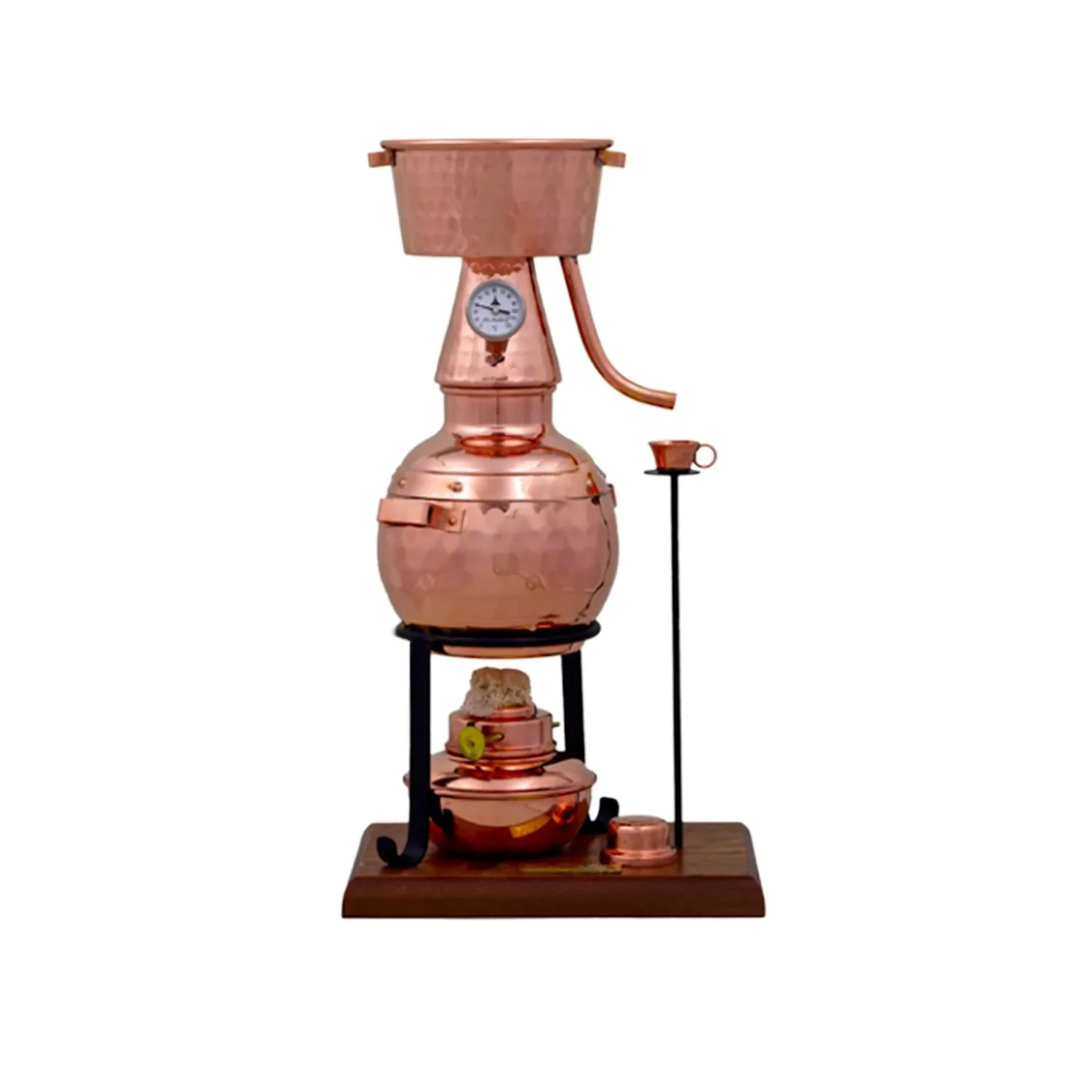 "Alambiek, Distilleerketel, Distillatie apparaat - Alquitar Premium met spiritusbrander en thermometer, 0,7L image"
