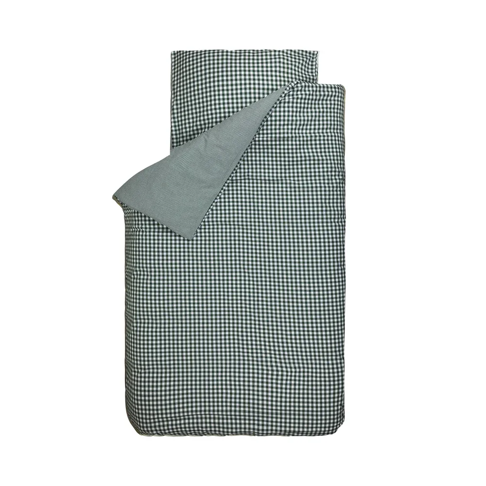 "Bink kinderbeddengoed BB ruit donkergroen 100 x 135 image"