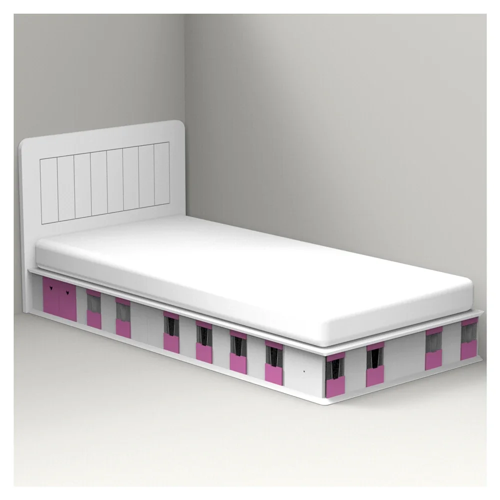 "Mathy by Bols BOXES Kinderbed 1 zijde stabiel roze 90 x 190 image"