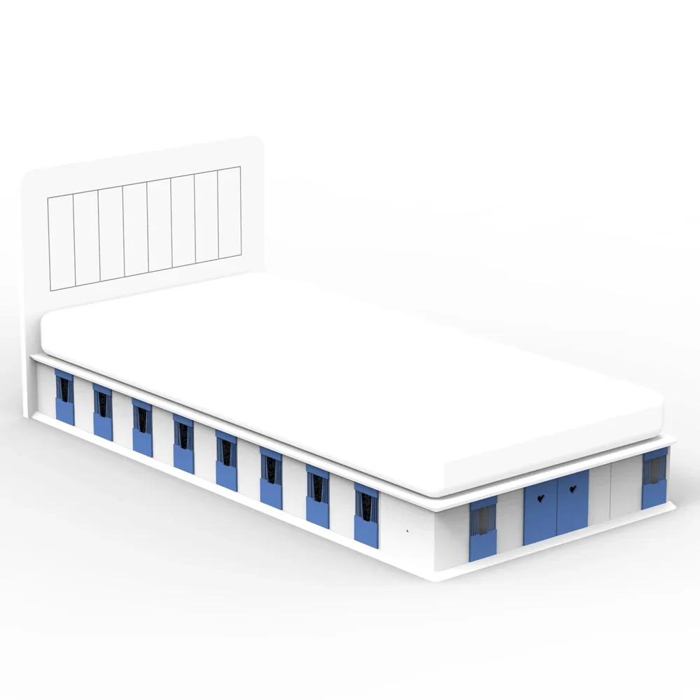 "Mathy by Bols BOXES ledikant 2 zijden stabiel blauw 90 x 190 image"