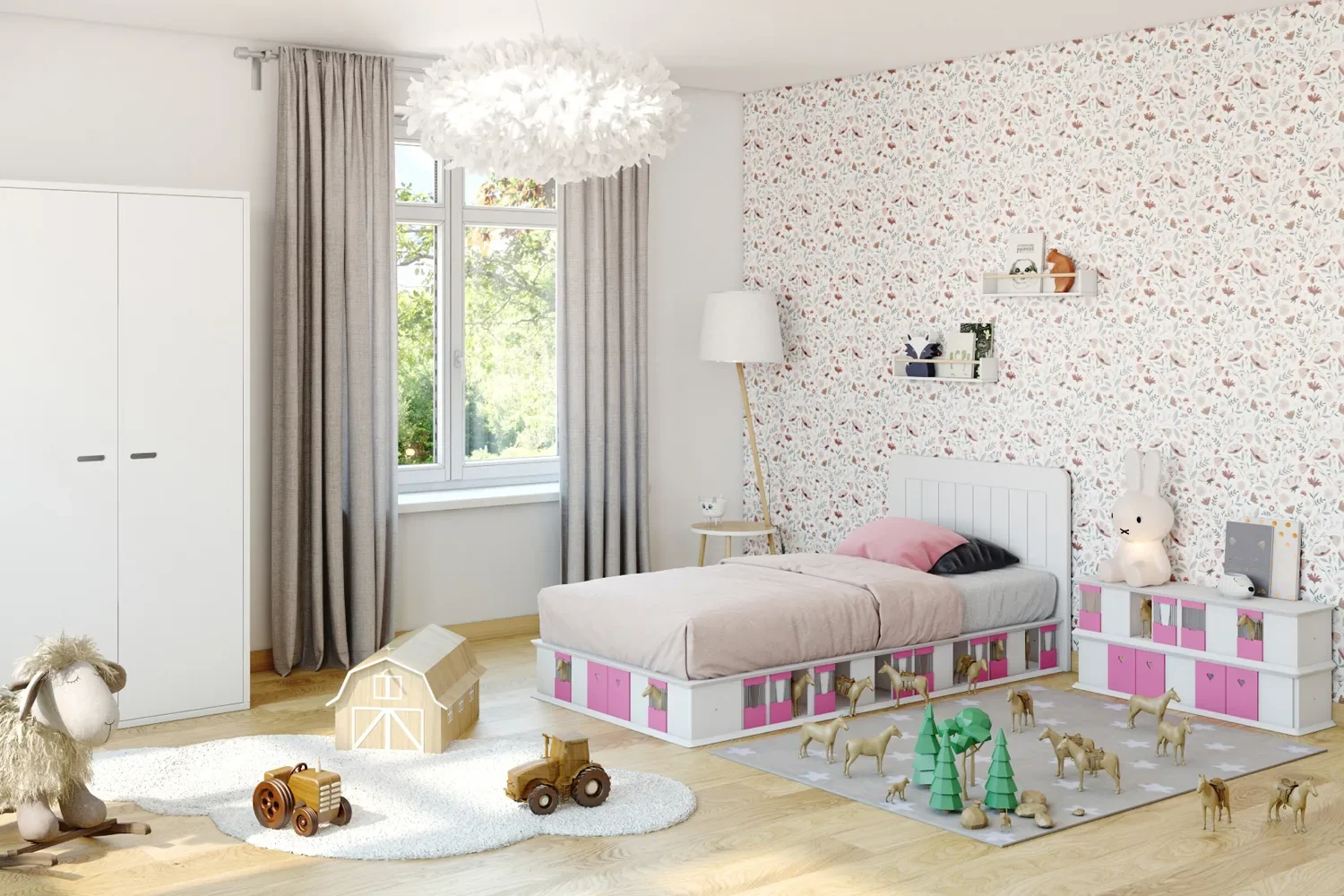 "Mathy by Bols BOXES ledikant 2 zijden stabiel roze 90 x 190 image"