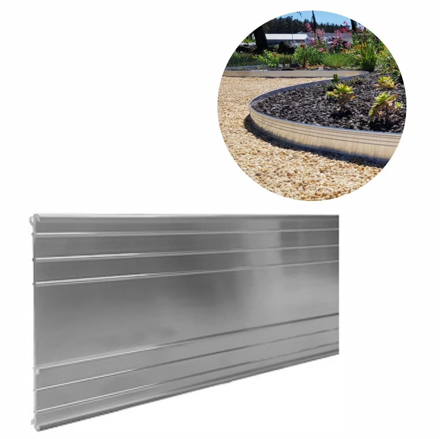"Ultra sterke aluminium Borderrand 24cm x 100cm | Gazonrand | Kantopsluiting image"