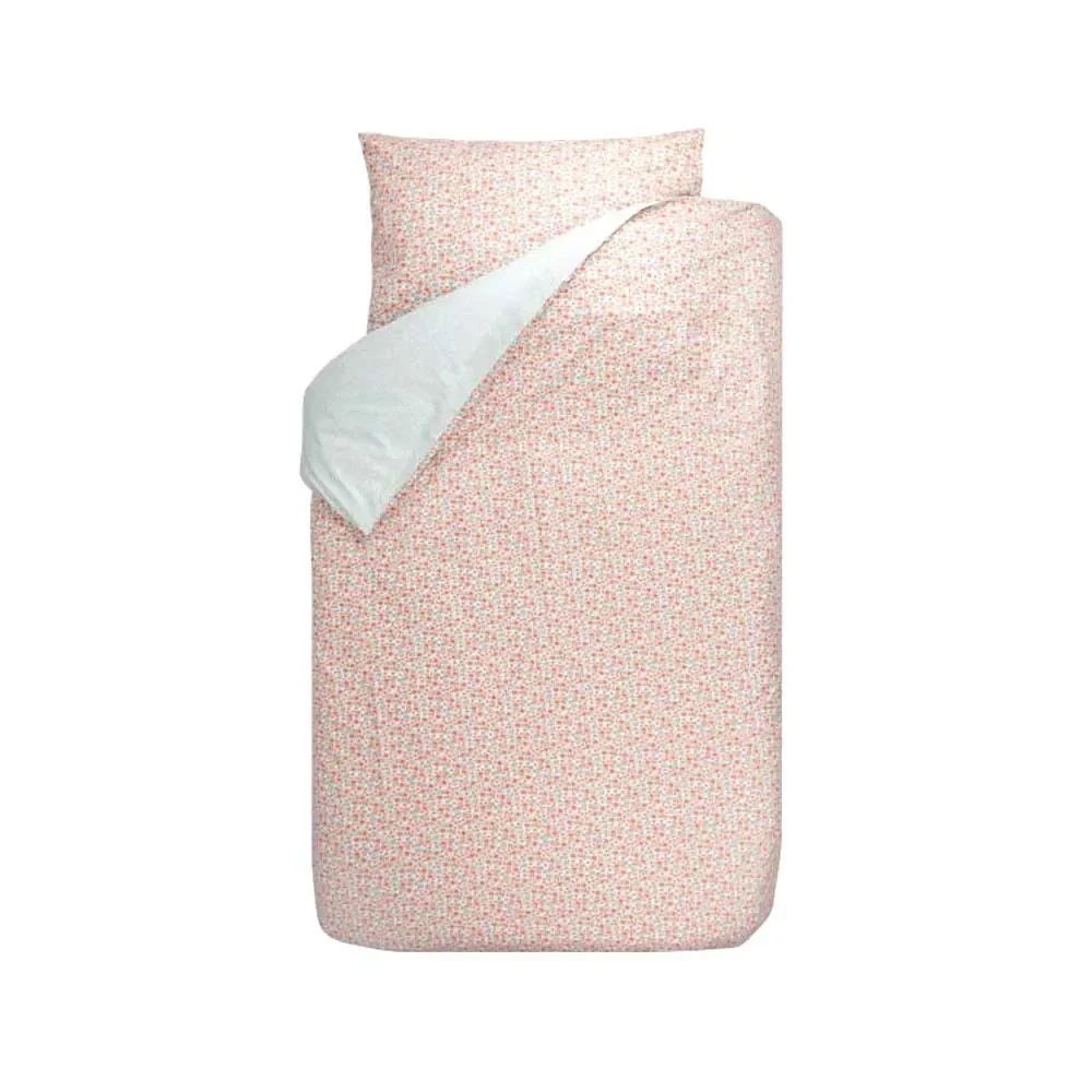 Bink kinderbeddengoed Bibi strooibloemen roze rood turquoise 100 x 135